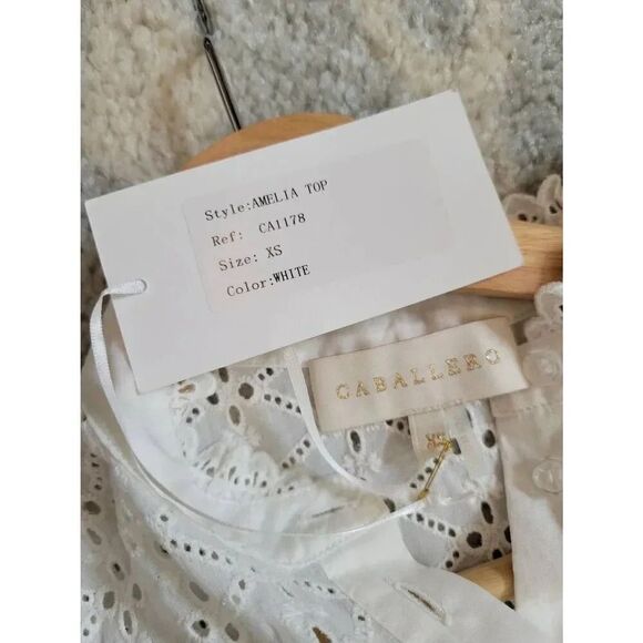 Caballero Eyelet Button Down Shirt Blouse XS NWT - Picture 7 of 8